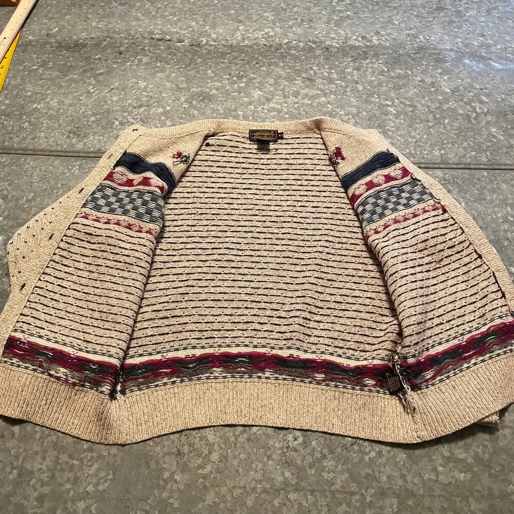 Vintage 90s Eddie Bauer Wool Heart Cardigan Sweater Medium Grandma Cottagecore - Picture 5 of 13